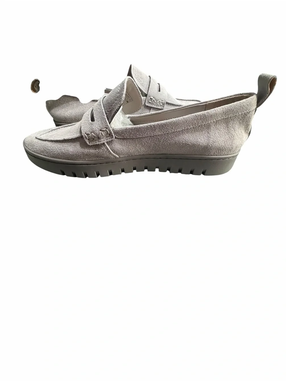 Vionic Classic Women’s Suede Penny Loafers in Light Gray